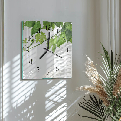 Wanduhr aus glas Blätter