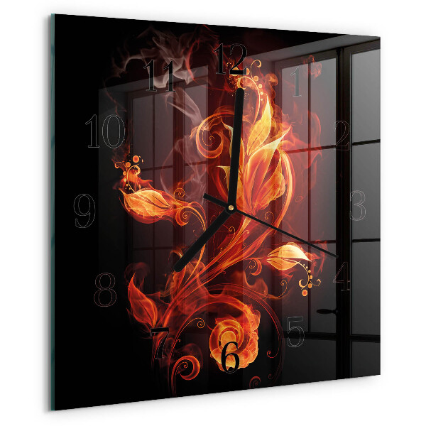 Wanduhr aus glas Feuerblume