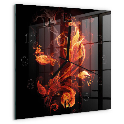Wanduhr aus glas Feuerblume