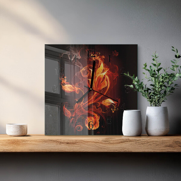 Wanduhr aus glas Feuerblume