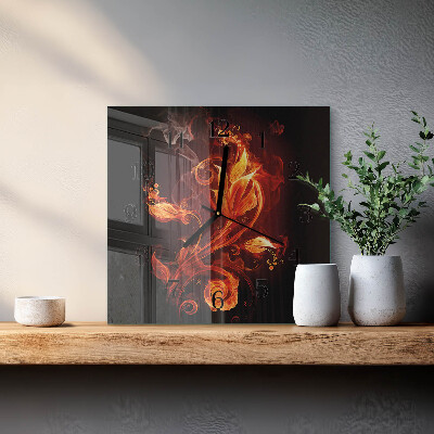 Wanduhr aus glas Feuerblume