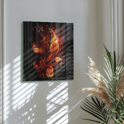 Wanduhr aus glas Feuerblume