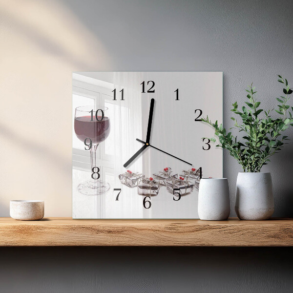 Wanduhr aus glas Weinglas