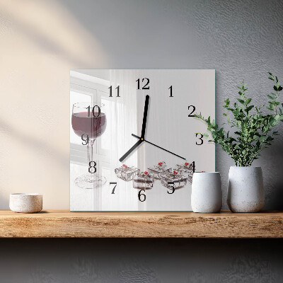 Wanduhr aus glas Weinglas