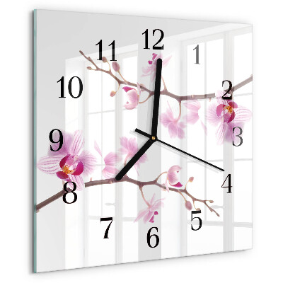 Wanduhr aus glas Orchidee