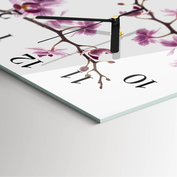 Wanduhr aus glas Orchidee