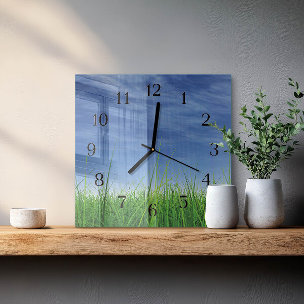 Wanduhr aus glas Gras
