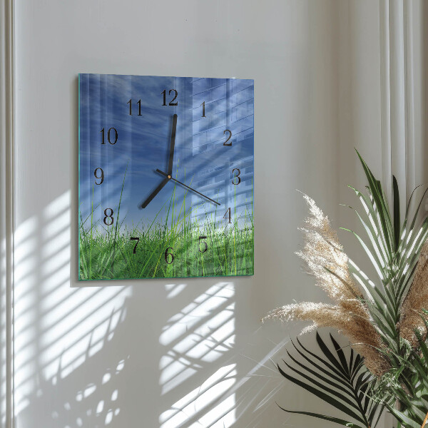 Wanduhr aus glas Gras