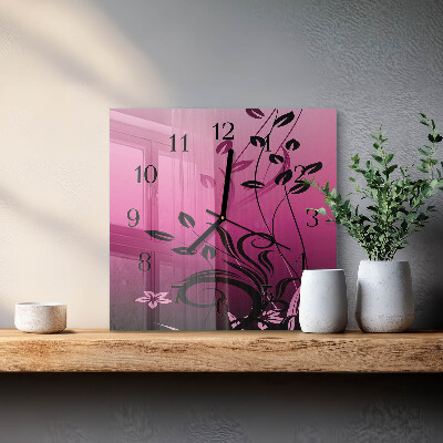 Wanduhr aus glas Blumenkunst