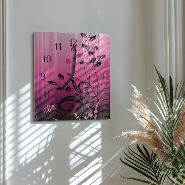 Wanduhr aus glas Blumenkunst