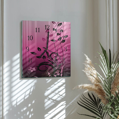 Wanduhr aus glas Blumenkunst