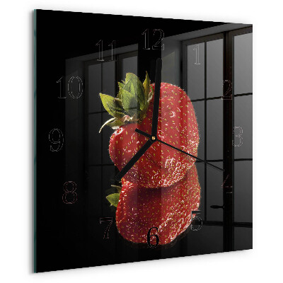 Wanduhr aus glas Erdbeere