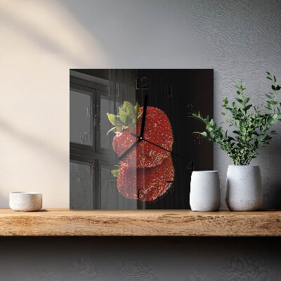 Wanduhr aus glas Erdbeere