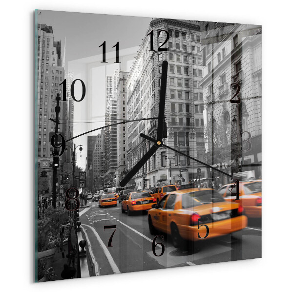 Wanduhr aus glas New Yorker Taxi