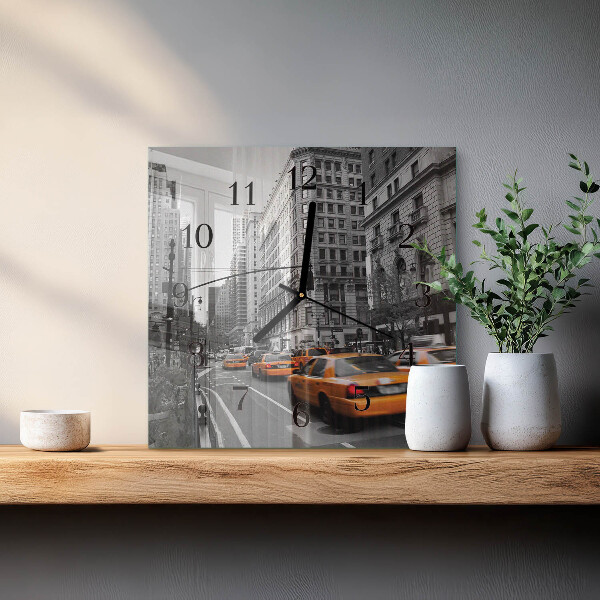 Wanduhr aus glas New Yorker Taxi