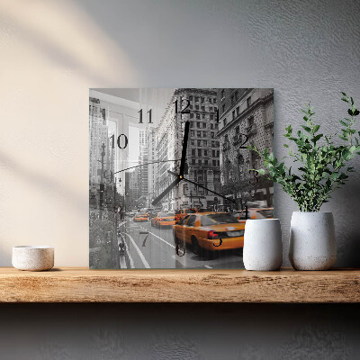 Wanduhr aus glas New Yorker Taxi