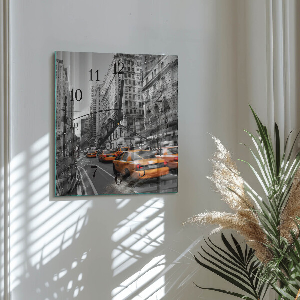 Wanduhr aus glas New Yorker Taxi