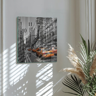 Wanduhr aus glas New Yorker Taxi