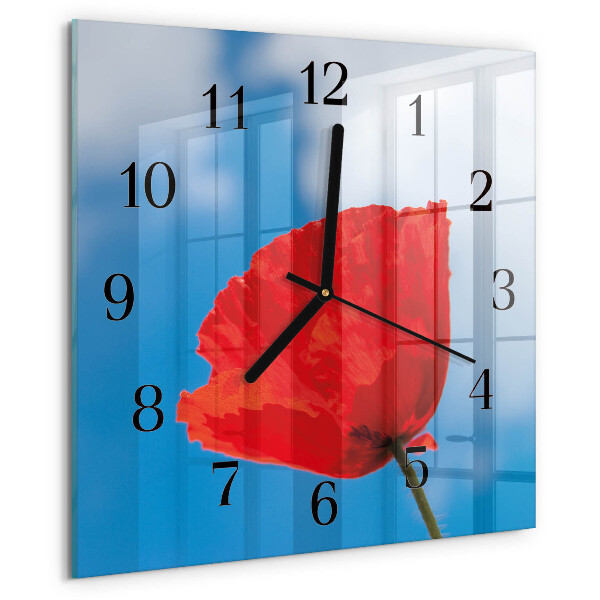 Wanduhr aus glas Mohn