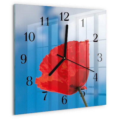 Wanduhr aus glas Mohn