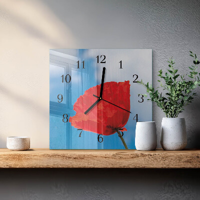 Wanduhr aus glas Mohn