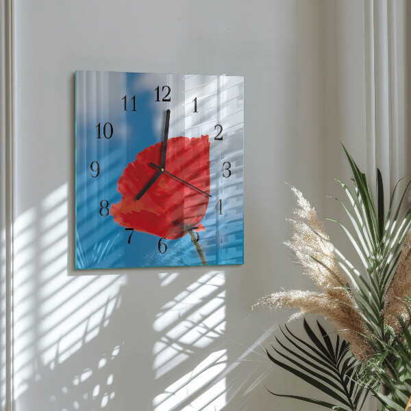 Wanduhr aus glas Mohn
