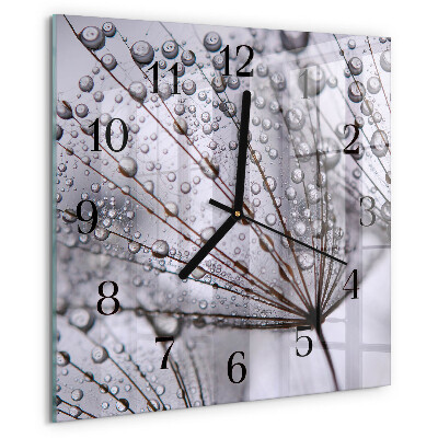 Wanduhr aus glas Löwenzahn