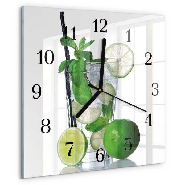 Wanduhr aus glas Limette und Minze