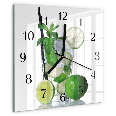 Wanduhr aus glas Limette und Minze