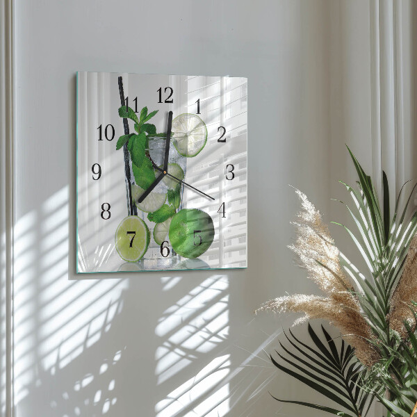 Wanduhr aus glas Limette und Minze
