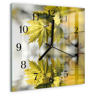 Wanduhr aus glas Ahornblatt