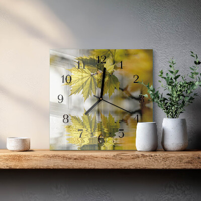 Wanduhr aus glas Ahornblatt