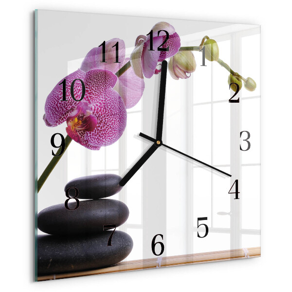 Wanduhr aus glas Orchidee