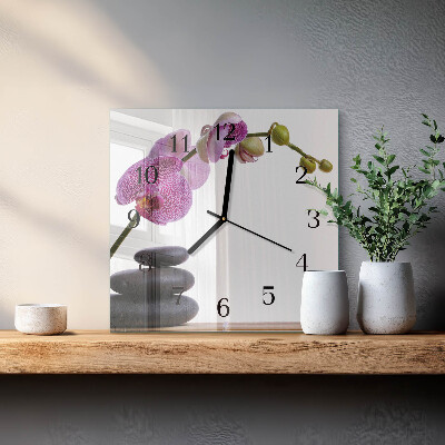 Wanduhr aus glas Orchidee