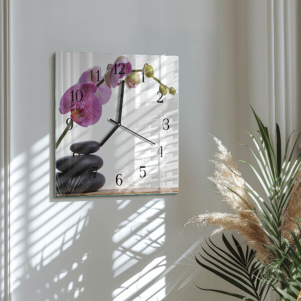 Wanduhr aus glas Orchidee