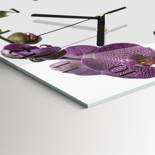 Wanduhr aus glas Orchidee