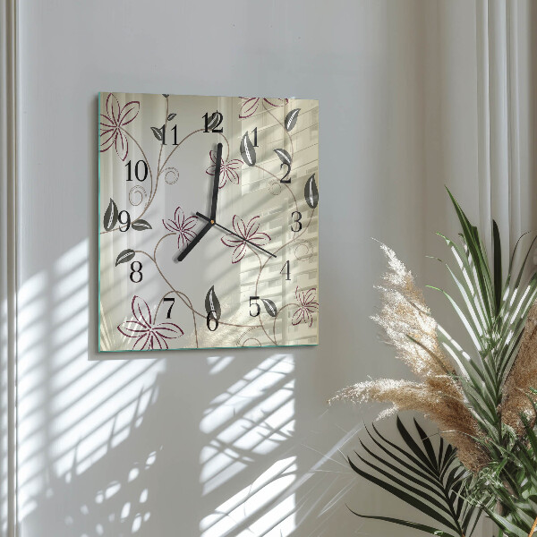 Wanduhr aus glas Blumenkunst