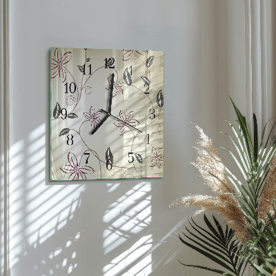 Wanduhr aus glas Blumenkunst