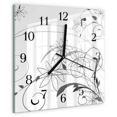 Wanduhr aus glas Blumenkunst