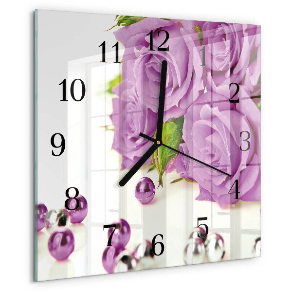 Wanduhr aus glas Rosen