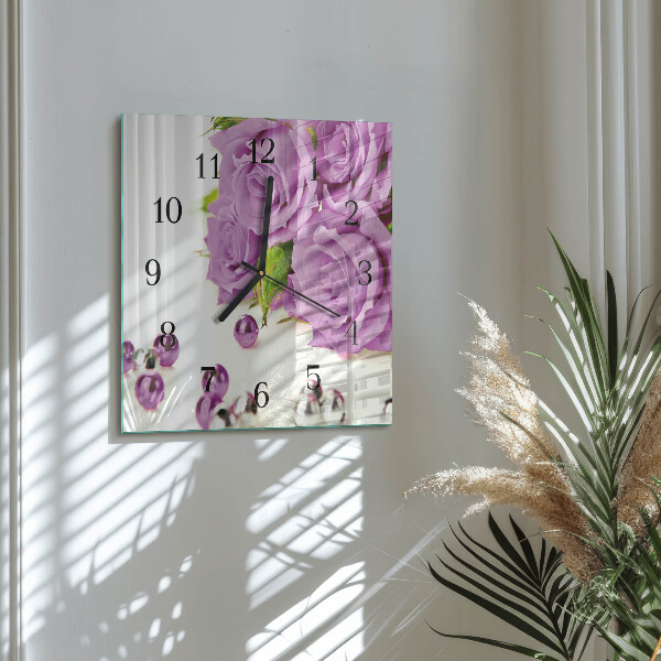Wanduhr aus glas Rosen