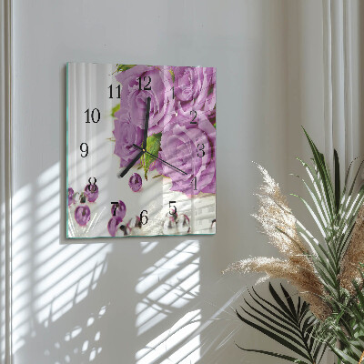 Wanduhr aus glas Rosen