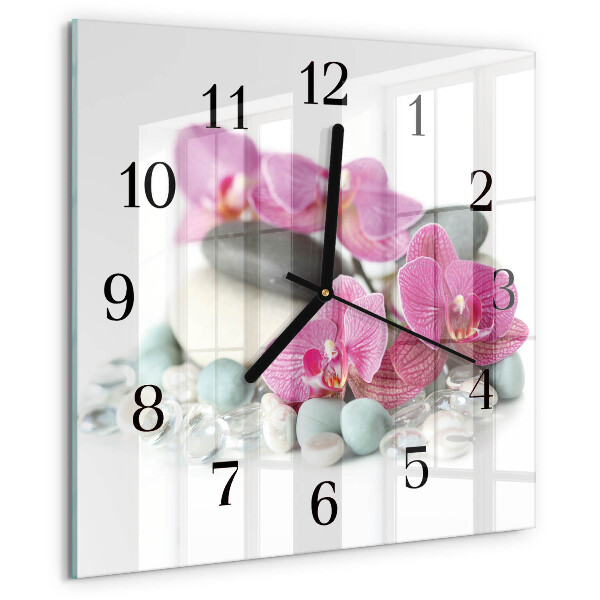 Wanduhr aus glas Orchideen