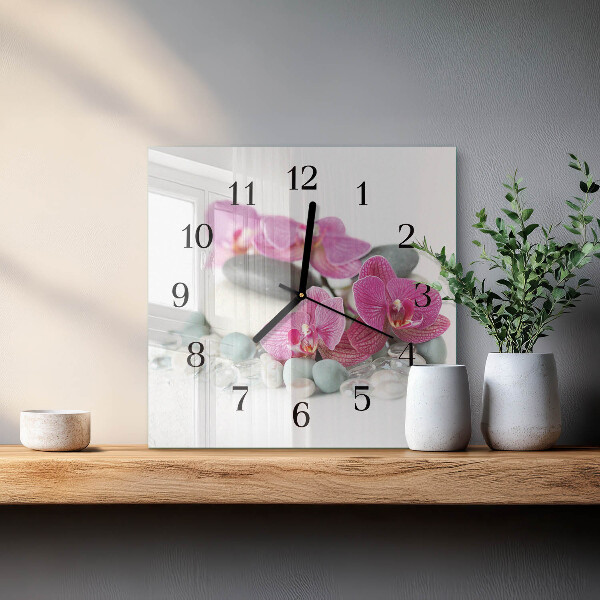 Wanduhr aus glas Orchideen