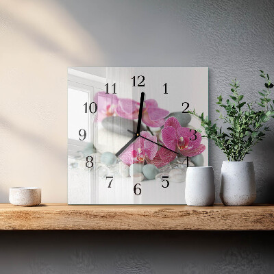 Wanduhr aus glas Orchideen