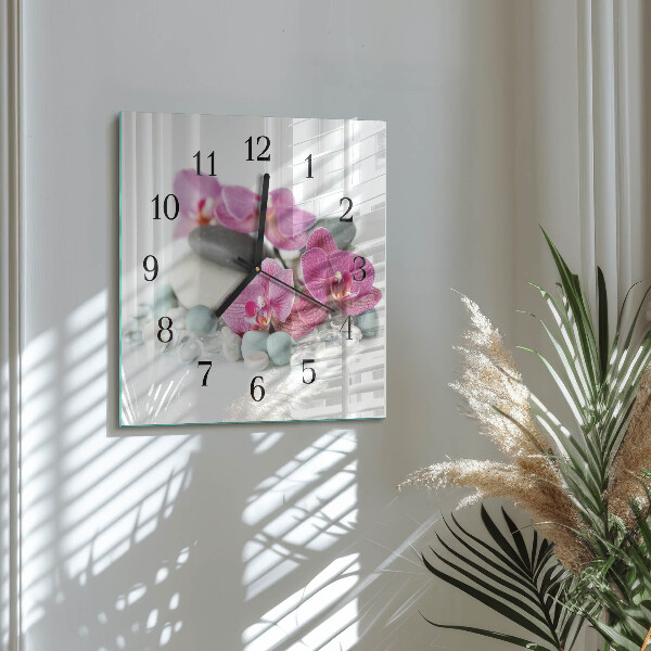 Wanduhr aus glas Orchideen