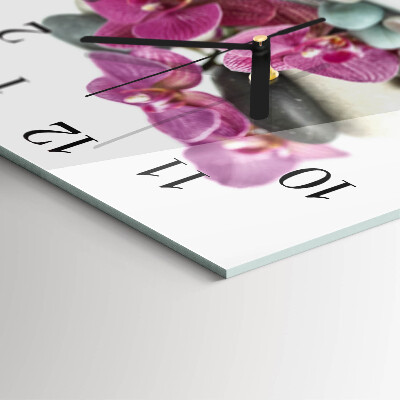Wanduhr aus glas Orchideen