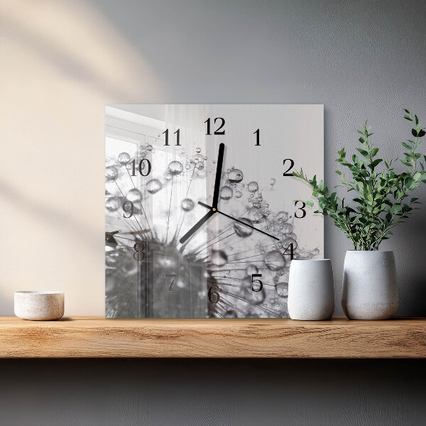 Wanduhr aus glas Löwenzahn