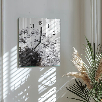 Wanduhr aus glas Löwenzahn