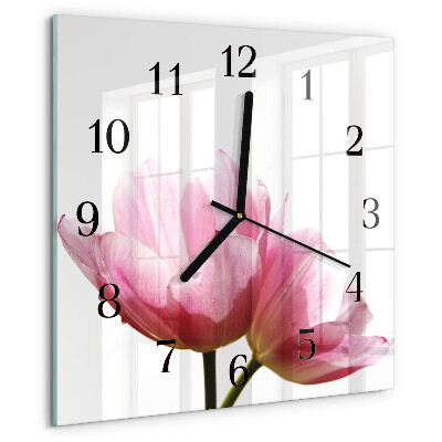 Wanduhr aus glas Tulpen